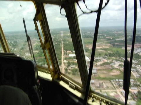 Plane Landing in Amazon Jungle Rainforest Seen From Cockpit Stock Footage 112937281