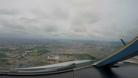 Plane landing from cockpit view Stock Footage 231658869