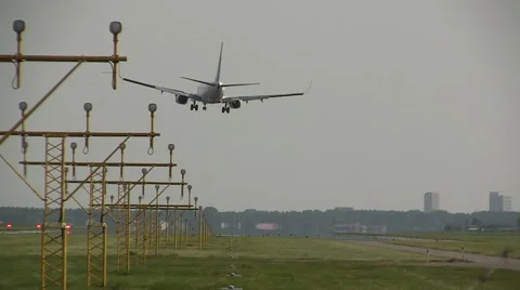 Plane landing in the evening Stock Footage 4889231