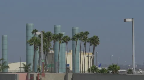 Plane Landing at LAX Stock Footage 54028286
