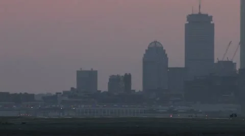 Plane landing logan boston close Stock Footage 11084725