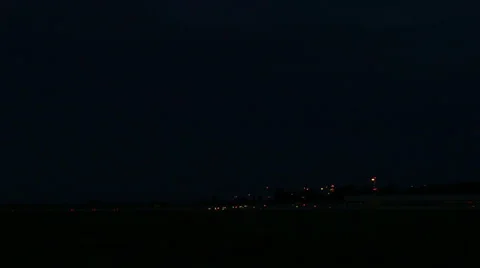 Plane Landing at Night Stock Footage 41063972
