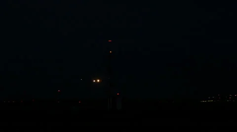 Plane Landing at Night Stock Footage 41064326