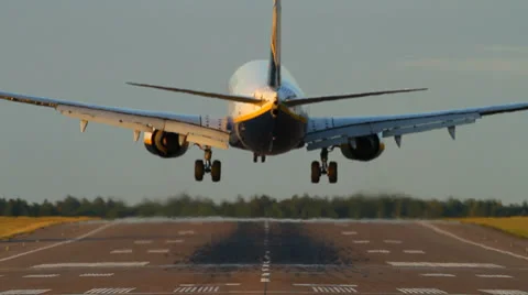 Plane landing, straight from behind Stock Footage 25799307