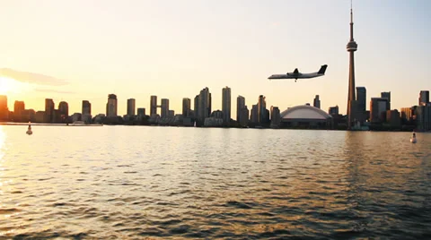 Plane Landing at sunset Stock Footage 39350659
