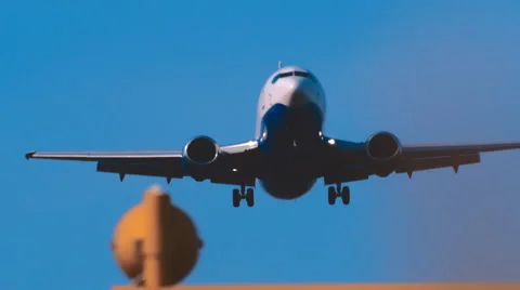 The plane is landing (take off) on the runway airport Domodedovo, Moscow Region Stock Footage 55532260