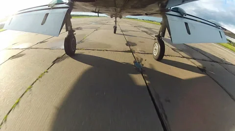 Plane landing - view from undercarriage Stock Footage 34445815
