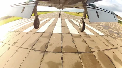 Plane landing - view from undercarriage Stock Footage 34445887
