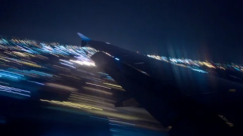 Plane Landing Wing View 1 Stock-Footage 46633589
