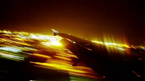 Plane Landing Wing-View 3 Stock Footage 46633830