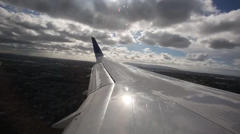 Plane Landing - Wing View Stock Footage 58927536