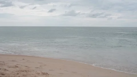 Plane lands on the beach Stock Footage 85692519