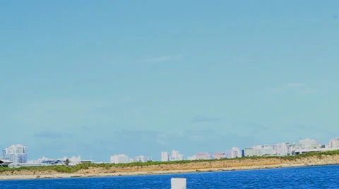 Plane lands on island - back view Stock Footage 22929892