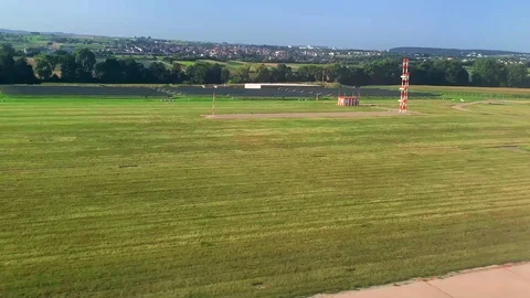 The plane lands on the runway Stock Footage 114955659