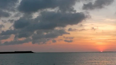 The plane lands on the sunset. Video stock 82107522