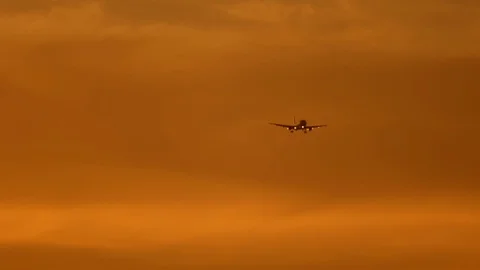 Plane in the light of sunset Stock Footage 94562531