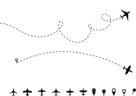 Plane with line and blank for text. Continuous one line drawing illustration Stock Illustration
