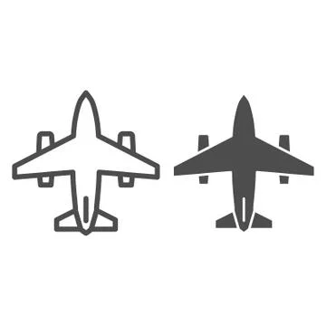 Plane line and solid icon, air transportation symbol, aircraft vector sign on Stock Illustration