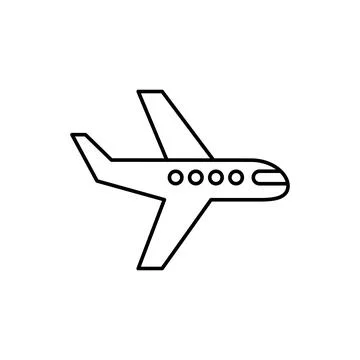 Plane linear icon on white background. Editable stroke Stock Illustration