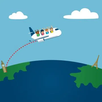 Plane From London To Paris Illustrazione stock