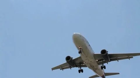 Plane low altitude fly by over park Stock Footage 11188756