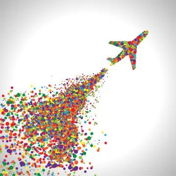Plane made by dots, vector. Stock Illustration