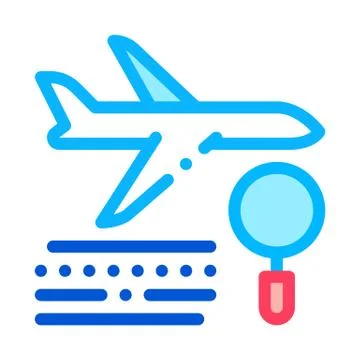 Plane Magnifier Icon Vector Outline Illustration Stock Illustration