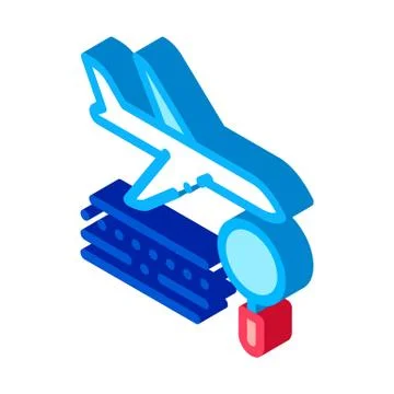 Plane Magnifier isometric icon vector illustration Stock Illustration