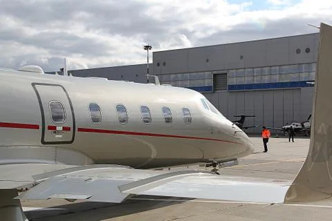 .The plane is on maintenance. Stock Photos