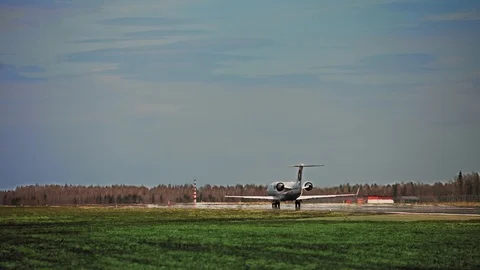 The plane is maneuvering on the ground Stock Footage 97267881
