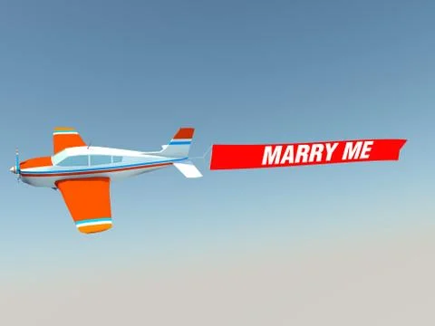 Plane with marry me banner Stock Illustration