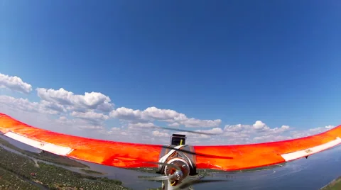  Plane model ( drone) in flight. Aerial   Stock Footage 50005942
