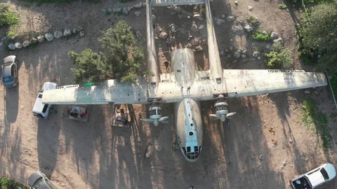 Plane monument in the forest. Stock Footage 106618577