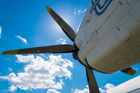 Plane Motor with Propeller Stock Photos