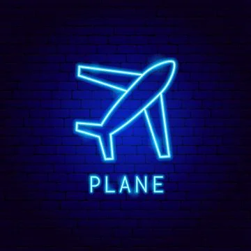 Plane Neon Label Illustrazione stock
