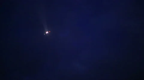 Plane at Night Sky Stock Footage 26236637