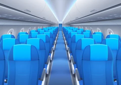 Plane or airplane cabin interior with seats Stock Illustration