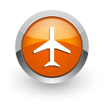 Plane orange glossy web icon Ilustración de archivo