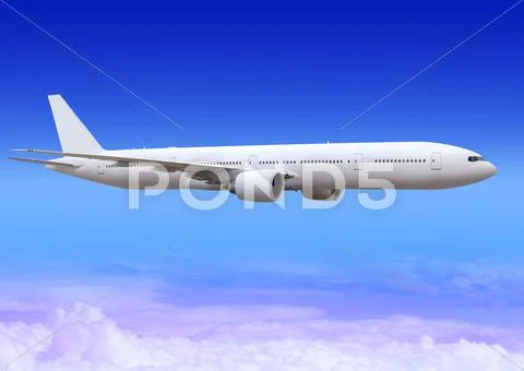 Plane over clouds of aerosphere Stock Photos