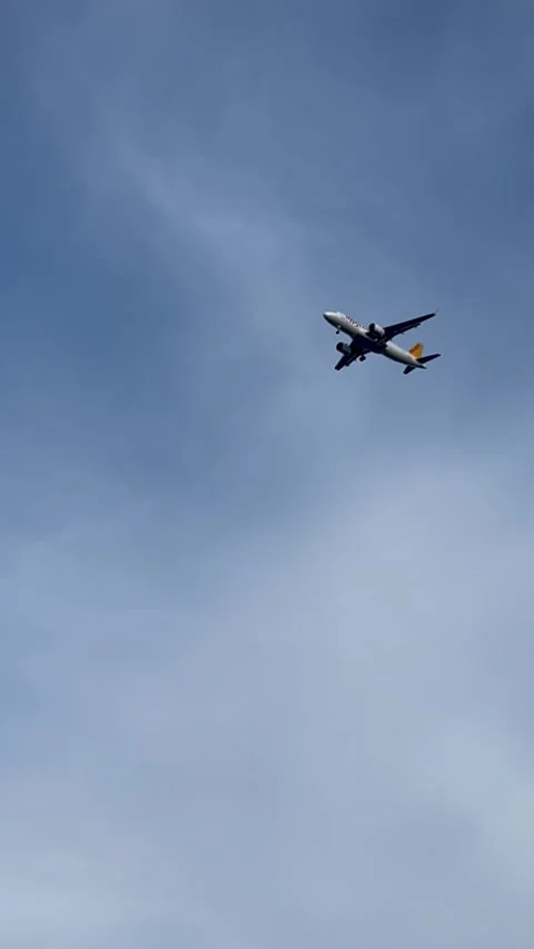 Plane over the Mediterranean Sea Stock Footage 337107813
