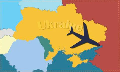 Plane over Ukraine Stock Illustration