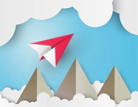 Plane-paper-on-sky Stock Illustration
