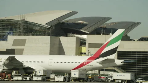 Plane parked at terminal Stock Footage 197494493