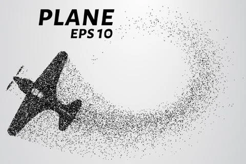 The plane of the particles. The aircraft consists of small circles. Vector Stock Illustration