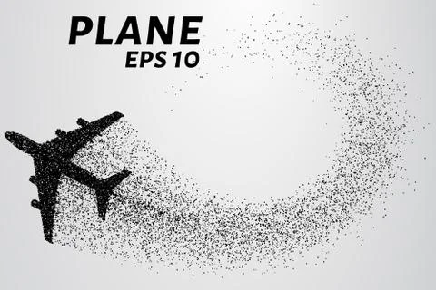 The plane of the particles. The aircraft consists of small circles. Stock Illustration