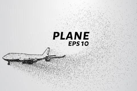The plane of the particles. Passenger plane consists of small circles. Stock Illustration