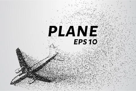 The plane of the particles. Passenger plane consists of small circles. Stock Illustration