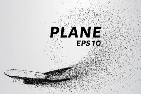 The plane of the particles. Passenger plane consists of small circles. 스톡 일러스트