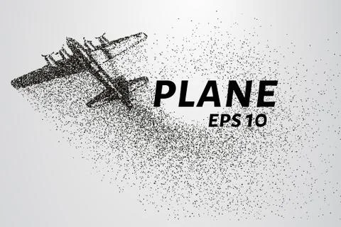 The plane of the particles. Passenger plane consists of small circles. Stock Illustration
