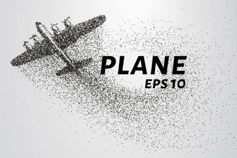 The plane of the particles. Passenger plane consists of small circles. Stock Illustration